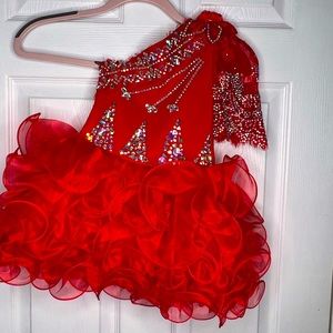 Glitz one shoulder pageant cupcake dress